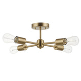 4-Light Matte Brass Flush Mount Dining Light Fixture, E26 Bulb, Ceiling Bedroom Light,