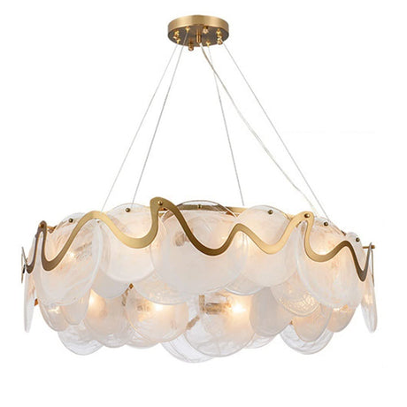 Light Luxury Glass Lampshade Chandelier Adjustable Height Decorative Pendant Light