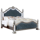Viktoria Traditional Wood Cal King Poster Bed in Silver