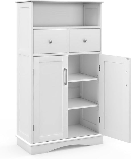 Bathroom Floor Storage Cabinet - Freestanding Storage Cabinet with 2 Doors, 2 Drawers