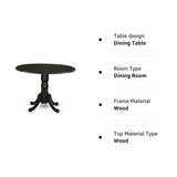 DLT-BLK-TP Dublin Modern Kitchen Table - a Round Dining Table Top with Dropleaf & Pedestal Base,