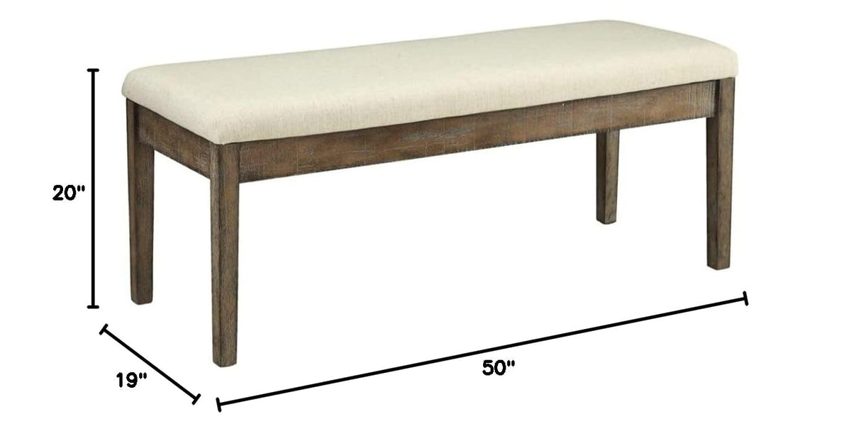 Furniture Bench, Beige Linen & Salvage Brown