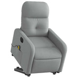 Power Lift Massage Recliner - Light Gray Fabric, Motorized Adjustable Back and Footrest, Vibration Massage, Side Storage Pocket