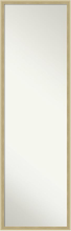 Wood Door Wall Mirror, Full Length Mirror (49.25 x 15.25 in.), Lucie Champagne Full Body