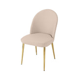 Era 24 Inch Dining Chair Set of 2, Curved Back, Faux Leather, Sand Beige and Gold