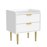 White Nightstand, 20" Modern Bedside Tables with 2 Stroage Drawers, Small Night Stand