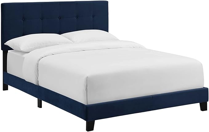 Amira Tufted Performance Velvet Upholstered Twin Bed in Gray