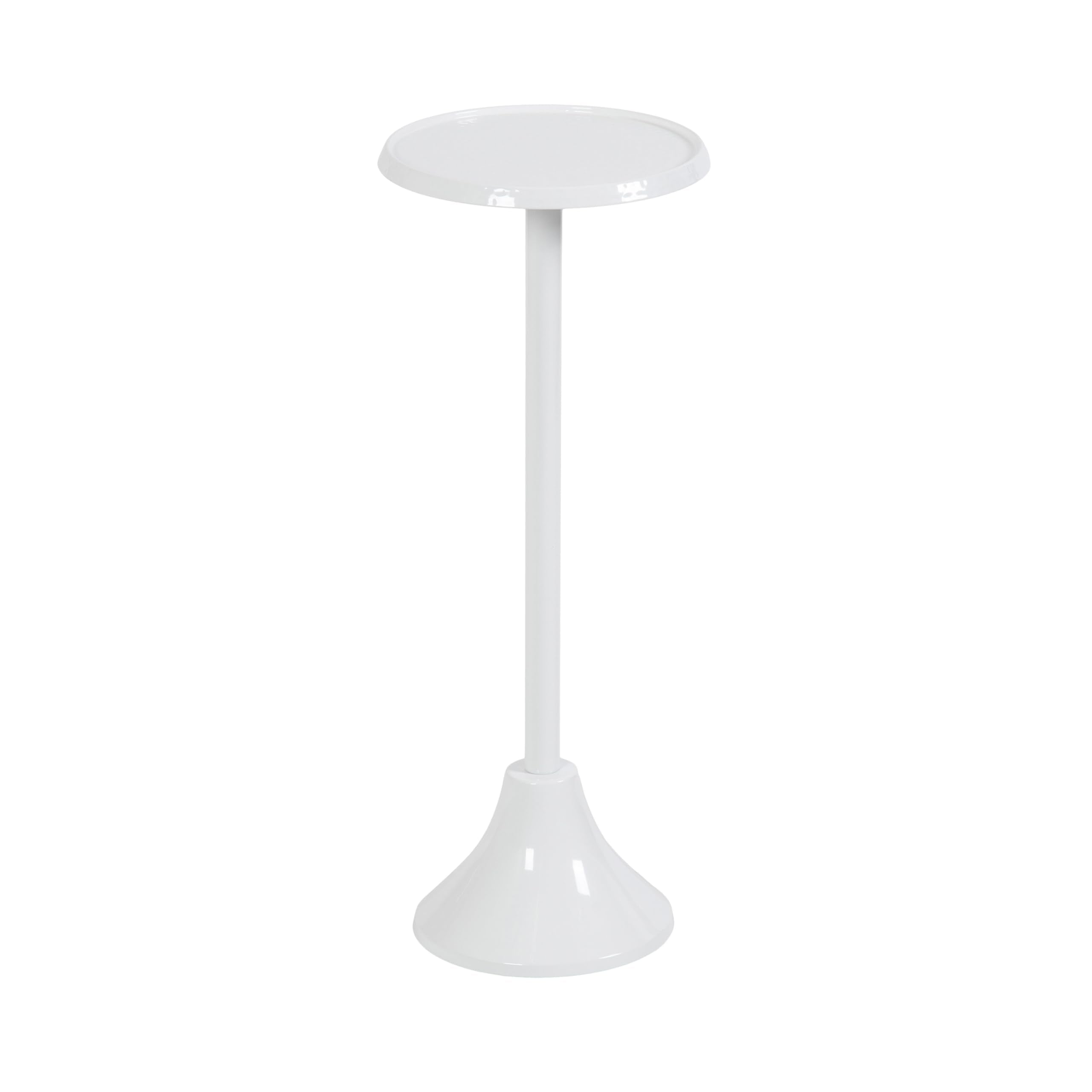 Sanzo Modern Pedestal Outdoor Drink Table, 9 x 9 x 23, White
