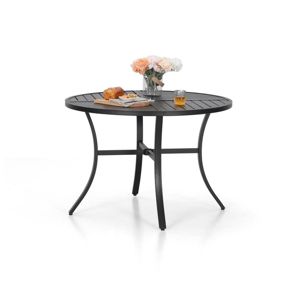 42" Round Patio Table, Black Metal Outdoor Dining Table for 4, E-Coating Outdoor Patio Table