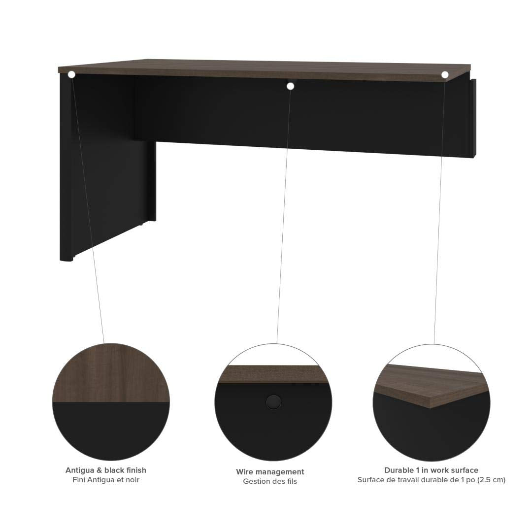 Connexion L-Shaped Desk with Hutch and Pedestal, 72W, Antigua & Black