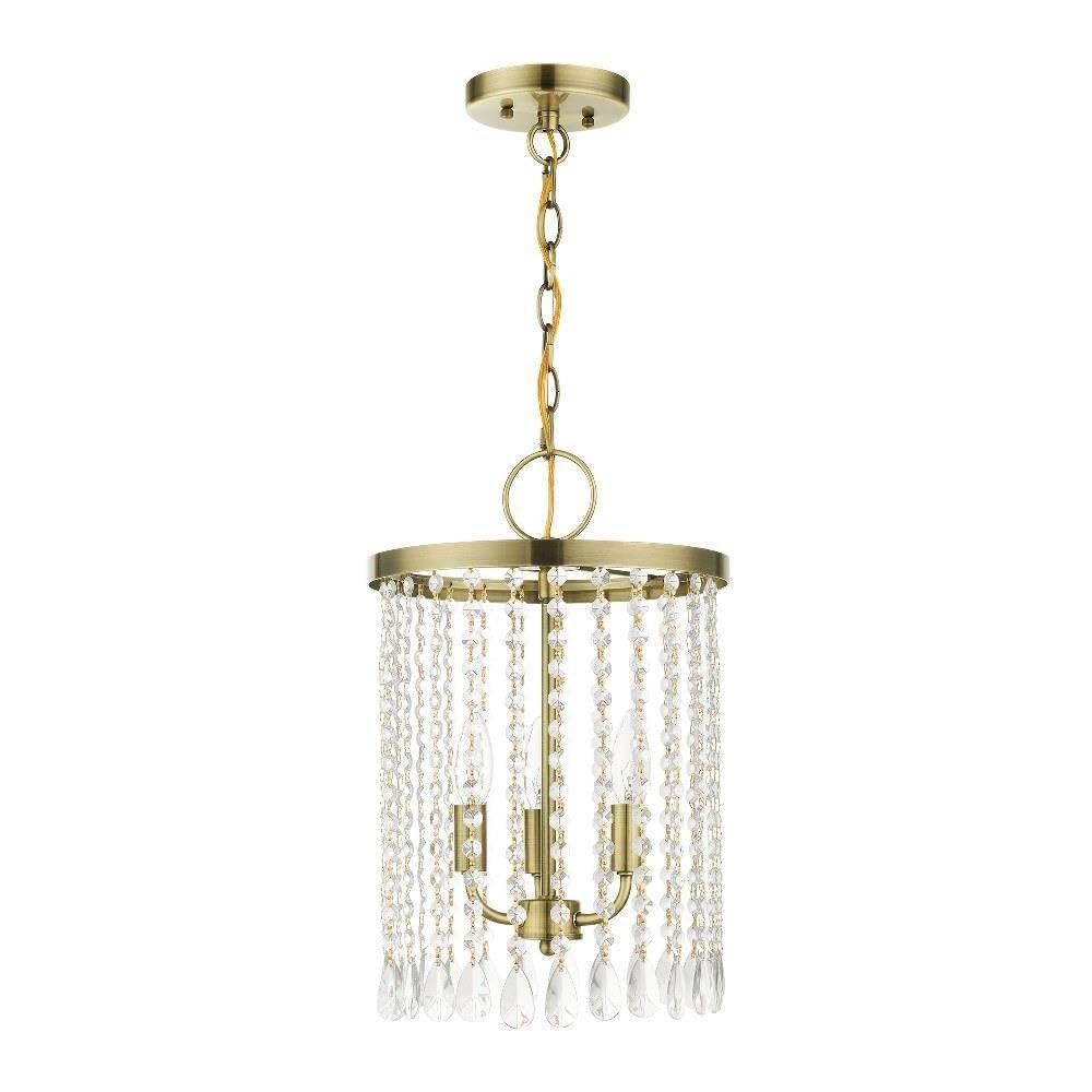 Lighting 3 Light Antique Brass Pendant Chandelier, 11 x 11 x 17