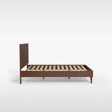 Mahogany Wood Platform Bed Frame with Headboard | King, Walnut