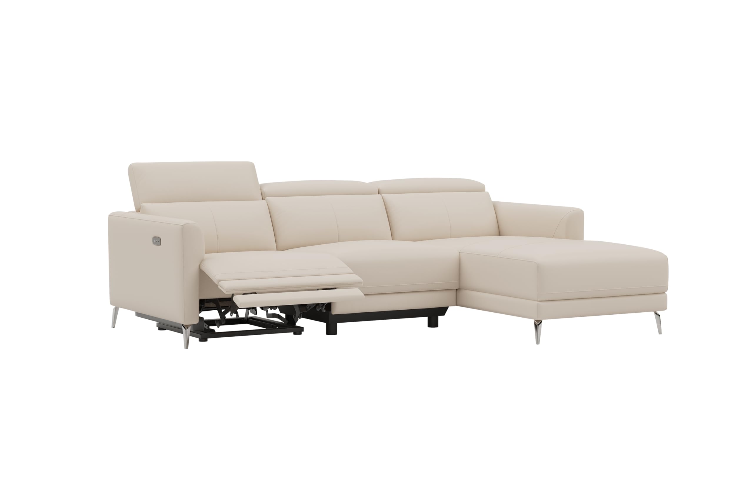 Andria Leather Reclining Sectional Sofa, 3 Seater Couch