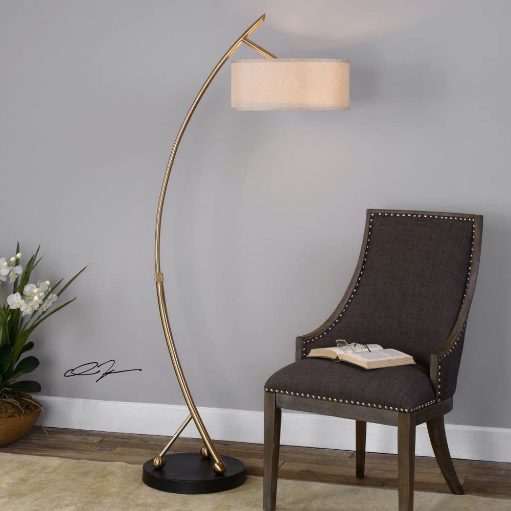Vardar Brushed Brass Floor Lamp with Matte Black Accents