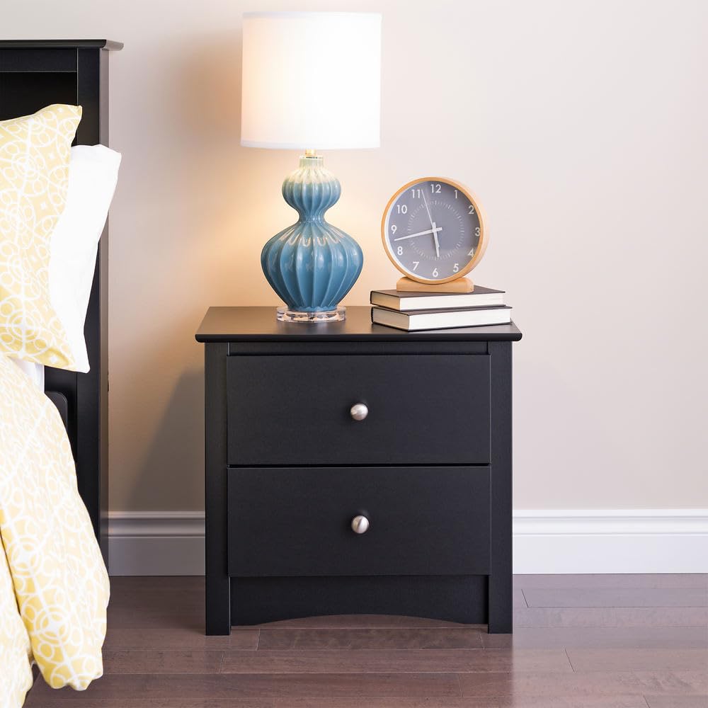 Sonoma Traditional Nightstand Side Table with 2 Drawers, Functional 2-Drawer Bedside