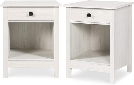 2-Drawer Nightstands, Set of 2, Farmhouse Style Bedroom Furniture with Wooden Night Stand