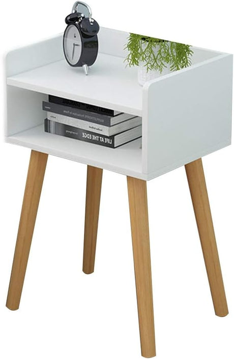 Nightstand Modern Multifunctional Storage Cabinet Solid Wood Legs Bedroom Nightstand