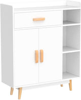 Floor Storage Cabinet Free Standing Cupboard with 1 Drawer, 2 Doors