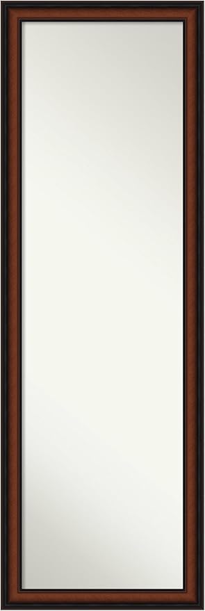 Wood Door Wall Mirror, Full Length Mirror (51.5 x 17.5 in.), Owl Brown Narrow Full Body