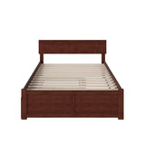 Platform Bed with Flat Panel Footboard and Turbo Charger with Urban Trundle Walnut