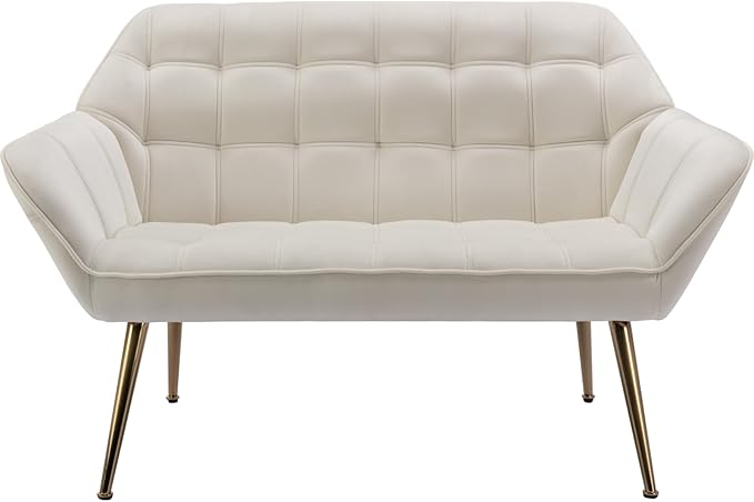 48" Small Loveseat Sofa, Mid Century Modern Velvet Love Seat