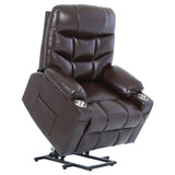 r Lift Recliner Chair for Elderly X Large with Premium PU Leather Lift Chair Electric Recliner Powered by OKIN Motor Side Pockets USB Charge Port Stainless Cup Holder Brown