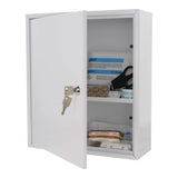 MK1 Medication Cabinet Steel White Sticker Cylinder Lock 2 Keys 1 Compartment Shelf inc