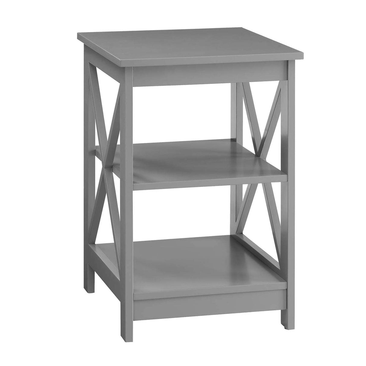 Oxford End Table with Shelves, Gray