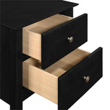 Gemini Solid Wood Two Drawer Nightstand, Black