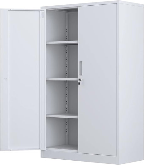 Metal Storage Cabinet with Locking Doors and 3 Adjustable Shelves