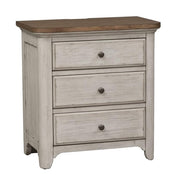 Farmhouse Reimagined White 3 Drawer Night Stand w/Charging Station