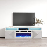 Giza WH-EF Floating Fireplace TV Stand for TVs up to 70", Modern High Gloss