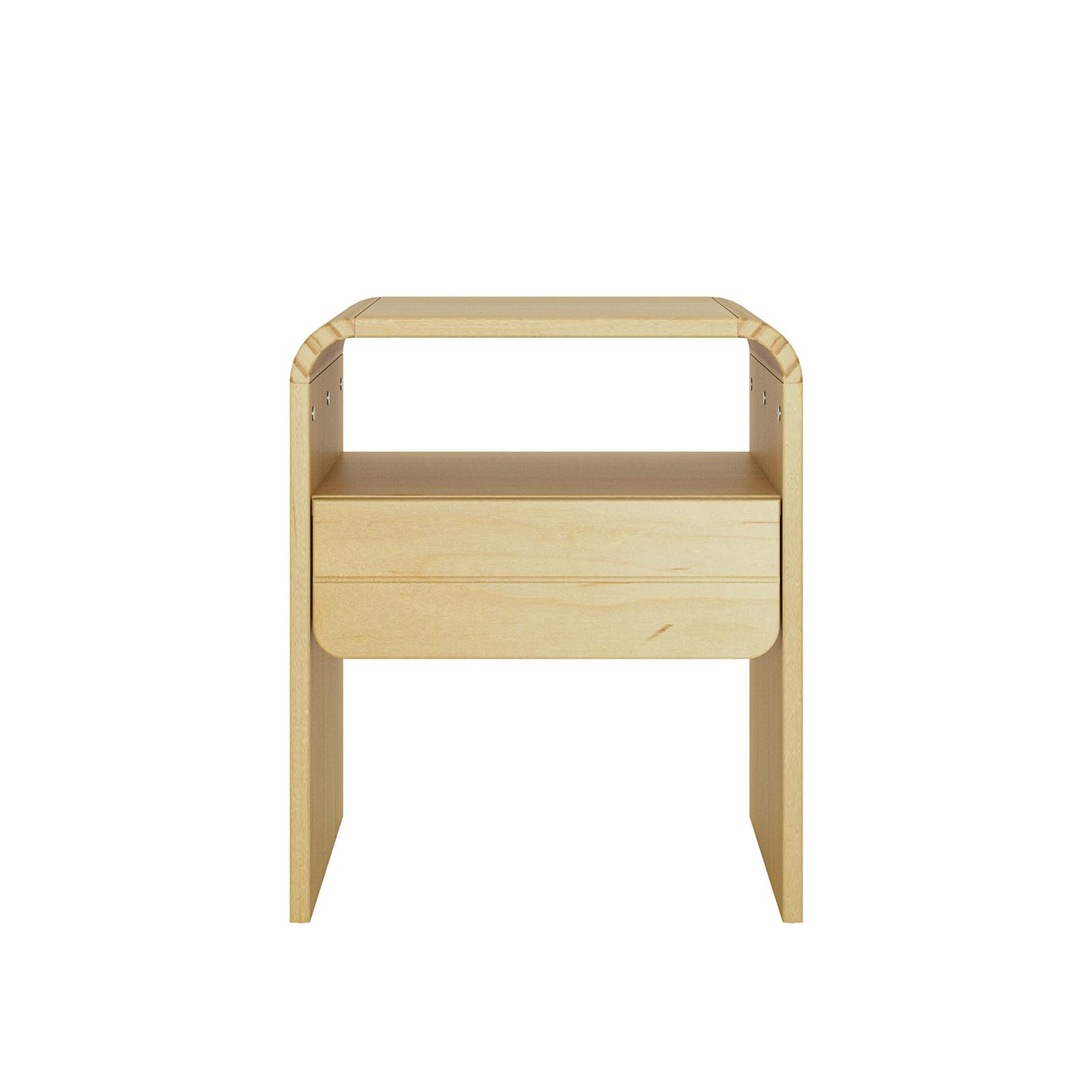 Nightstand with 1-Drawer, Modern Curved-Top Nightstand
