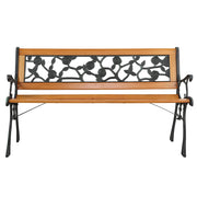 Patio Bench with Backrest and Armrests - Metal and Wood Bench