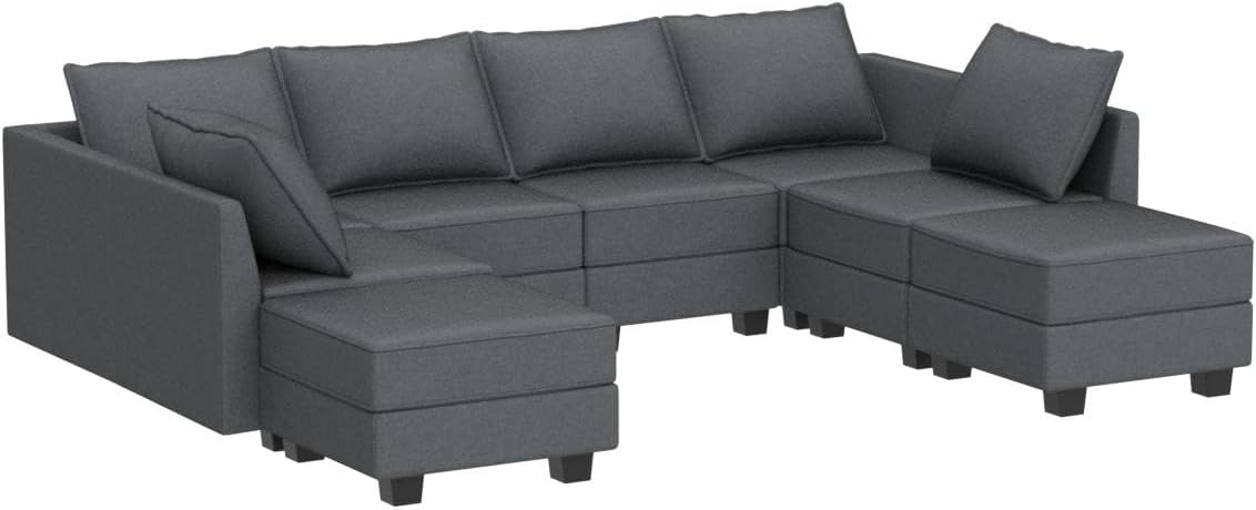 Modular Sectional Couch U Shaped Sectional Sofa with Reversible Chaise 112'' Modular Sofa Couch