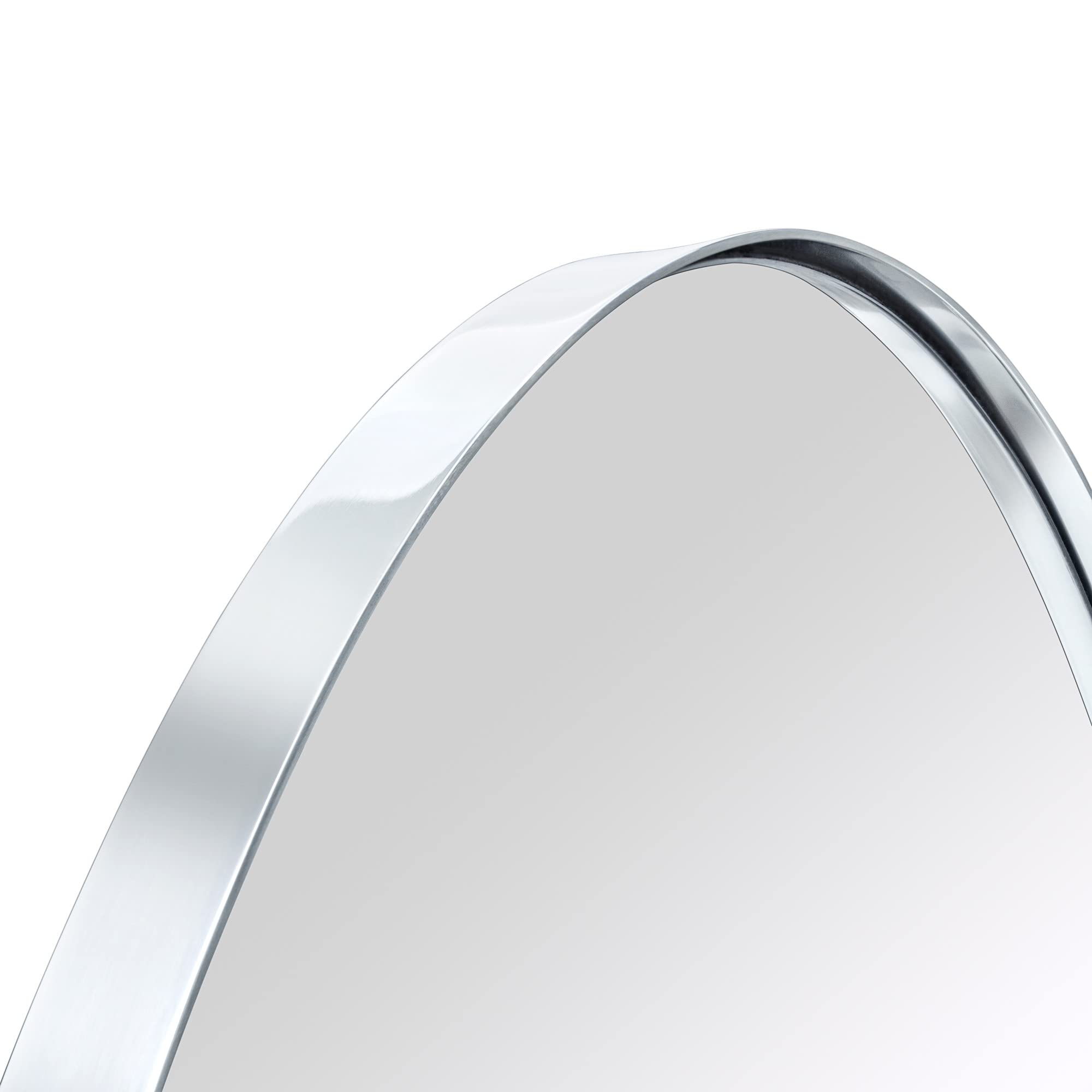 Oval Chrome Bathroom Mirror - 24x36 Inch Wall Mounted Vanity Mirror