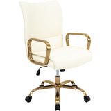 Modern Upholstered Mid-Back Office Chair with Wheels