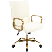 Modern Upholstered Mid-Back Office Chair with Wheels