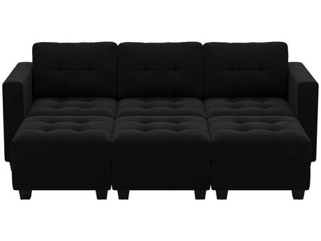 Modular Sectional Sleeper Sofa with Storage Velvet Sectional Couch with Chaise and Ottomans 6