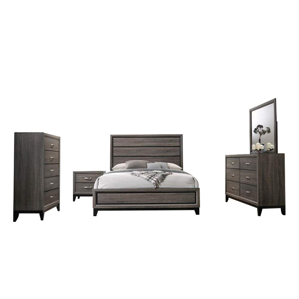 Watson Queen Bed 5-Piece Set, Grey Oak