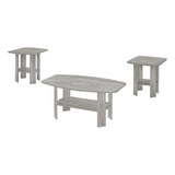 7870P Table, 3pcs Set, Coffee, End, Side, Accent, Living Room, Laminate, Grey