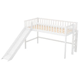 Twin Size Low Loft Bed for Kids,Loft Bed with Slide and Ladder