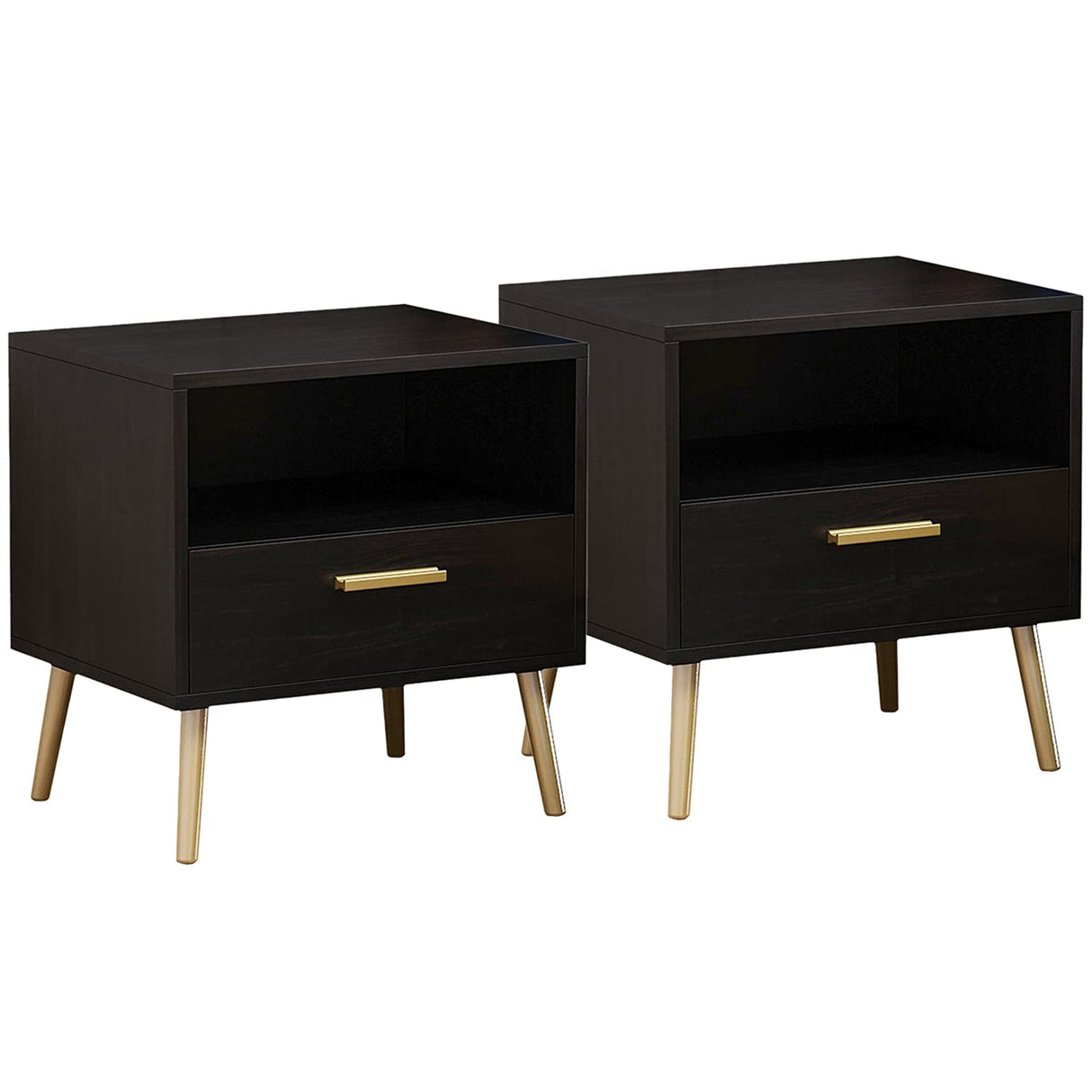 Nightstand Set of 2 Modern Bedside Table with Metal Legs Minimalist and Versatile