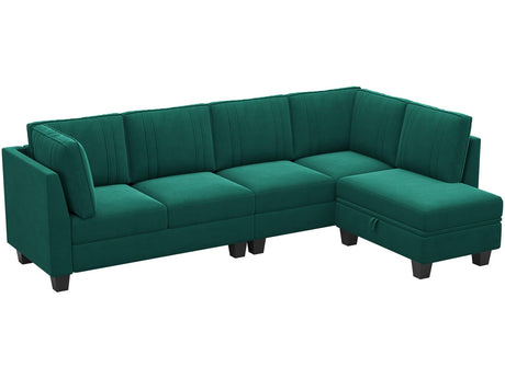 4 Seater Sectional Sofa with Reversible Chaise, Velvet L Shaped Sofa Sectional Couch