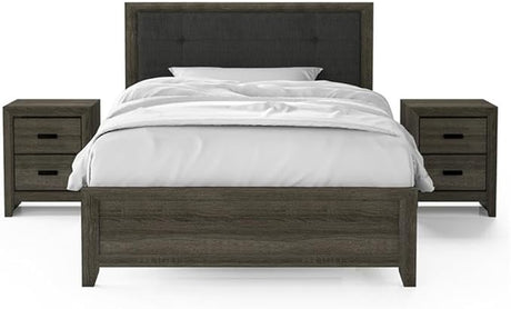 Livorn 3-Piece Gray Wood Bedroom Set - Full + 2 Nightstands