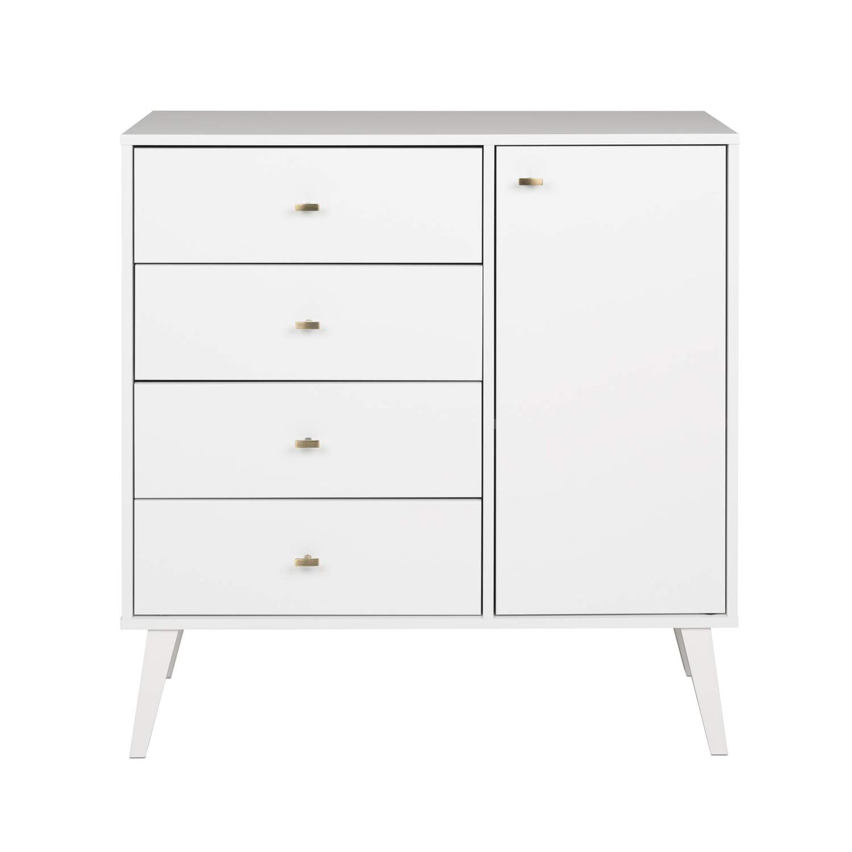 Milo Mid-Century Modern 4-drawer Chest with Door - White