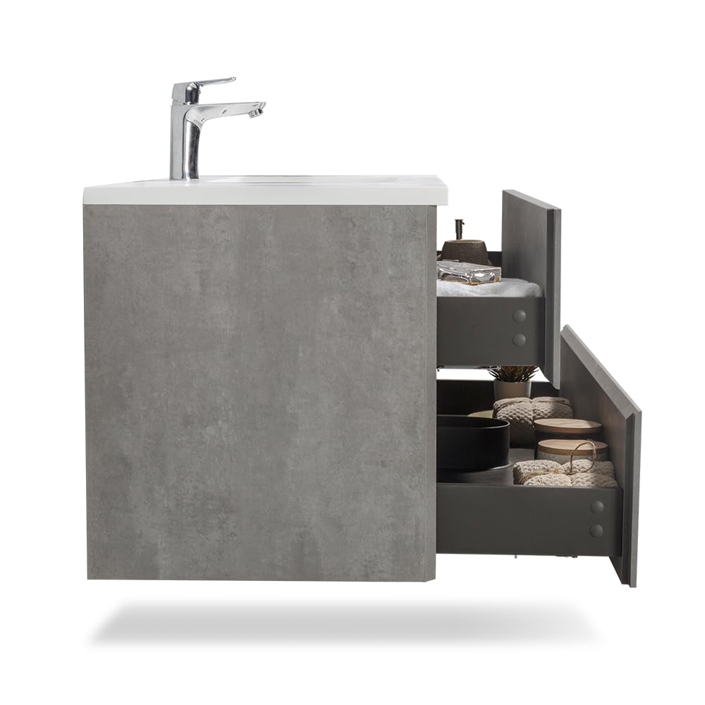 8" Bathroom Vanities with Sink, Wall Mounted Floating Bathroom Vanity