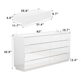 High Gloss Dresser with Lights Chest of Drawers, Glossy 8 Drawer Dresser