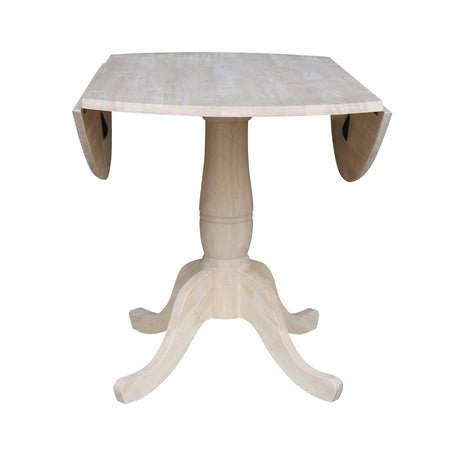 42" Round Dual Drop Leaf Pedestal Table-29.5" H,