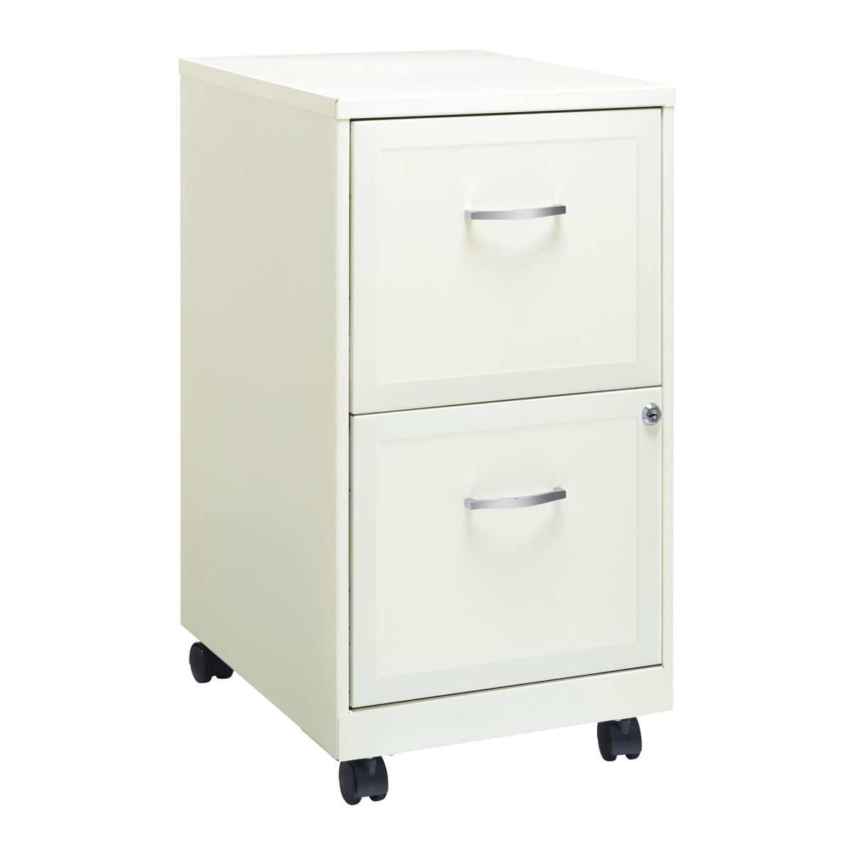 18"D SOHO Vertical Letter-Size Mobile File Cabinet, 2 Drawers, Pearl White